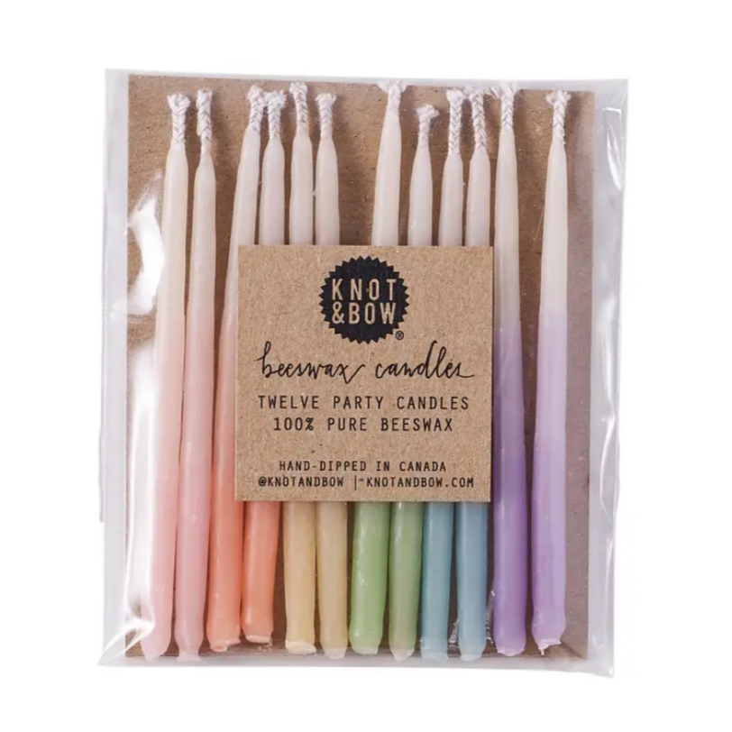 Assorted Pastel Ombre Beeswax Birthday Candles (pk12)