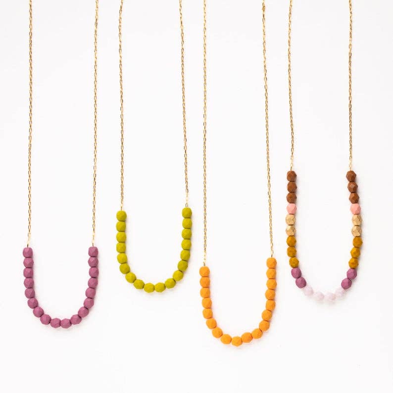 Colorful Glass Bead Necklace, Layering necklace