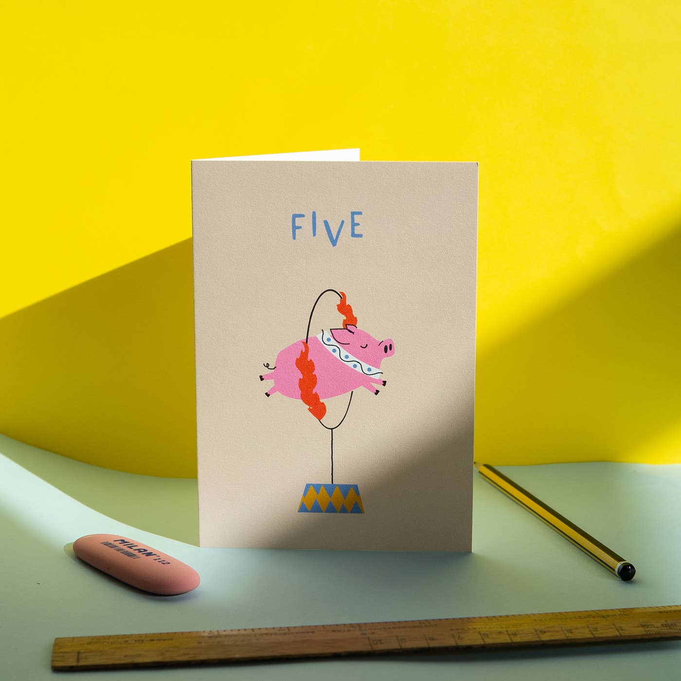 5th Birthday Card – Circus Pig