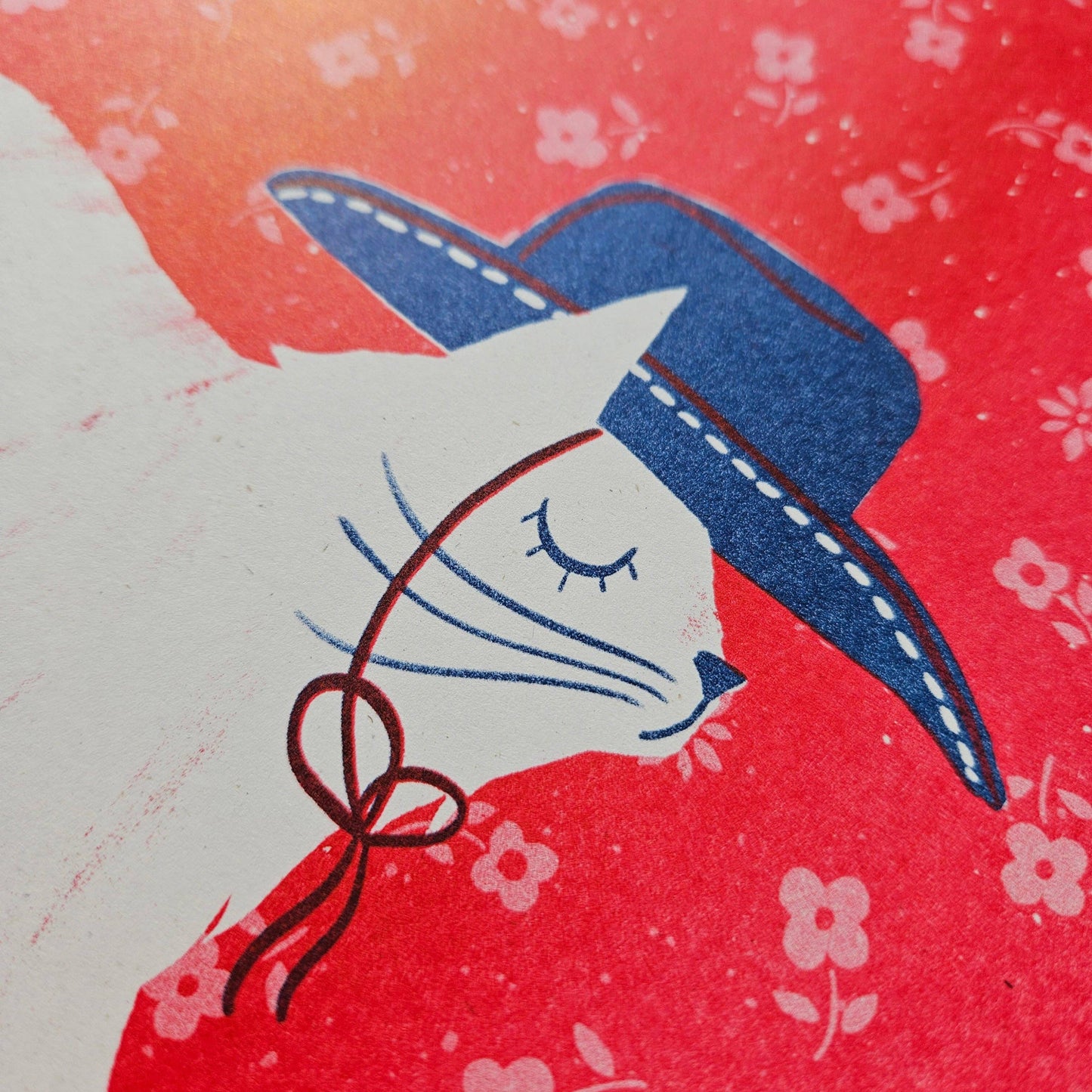 Cowboy Cat - Risograph Print