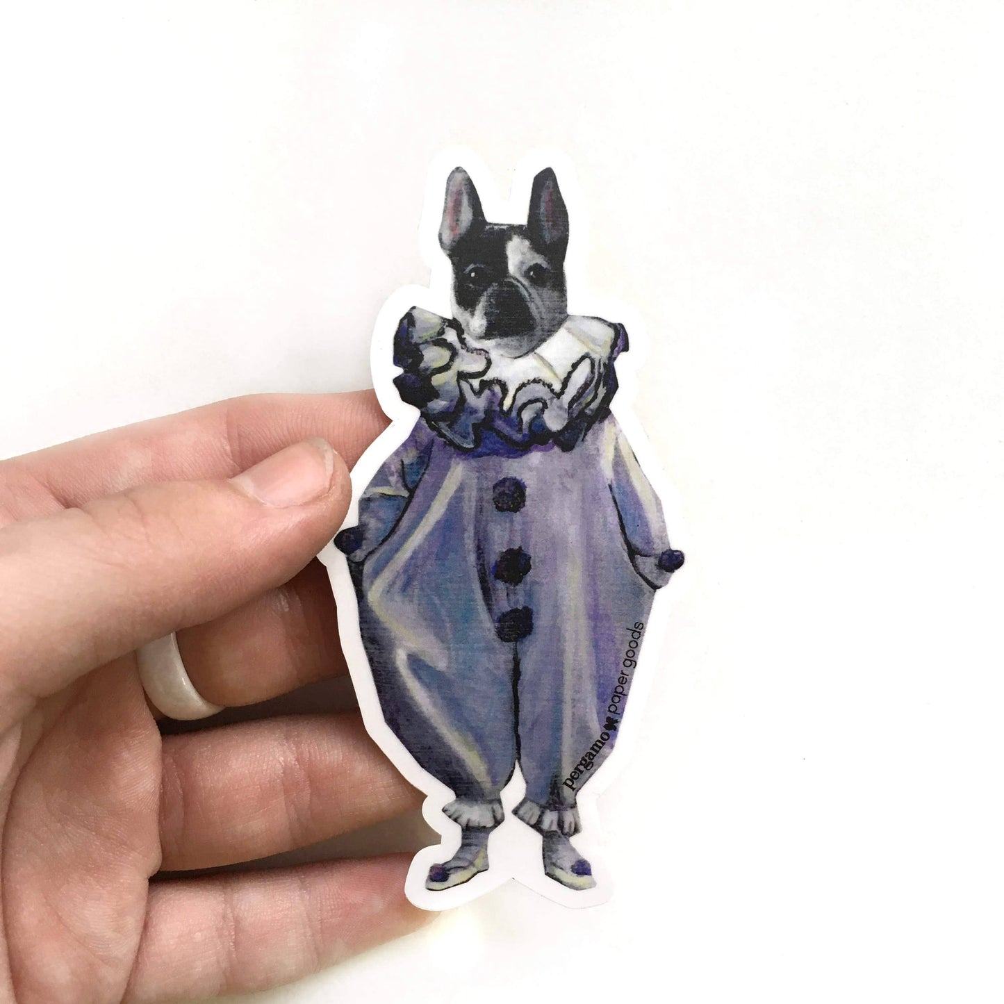 Bonnie - French Bulldog Girl Clown Vinyl Sticker