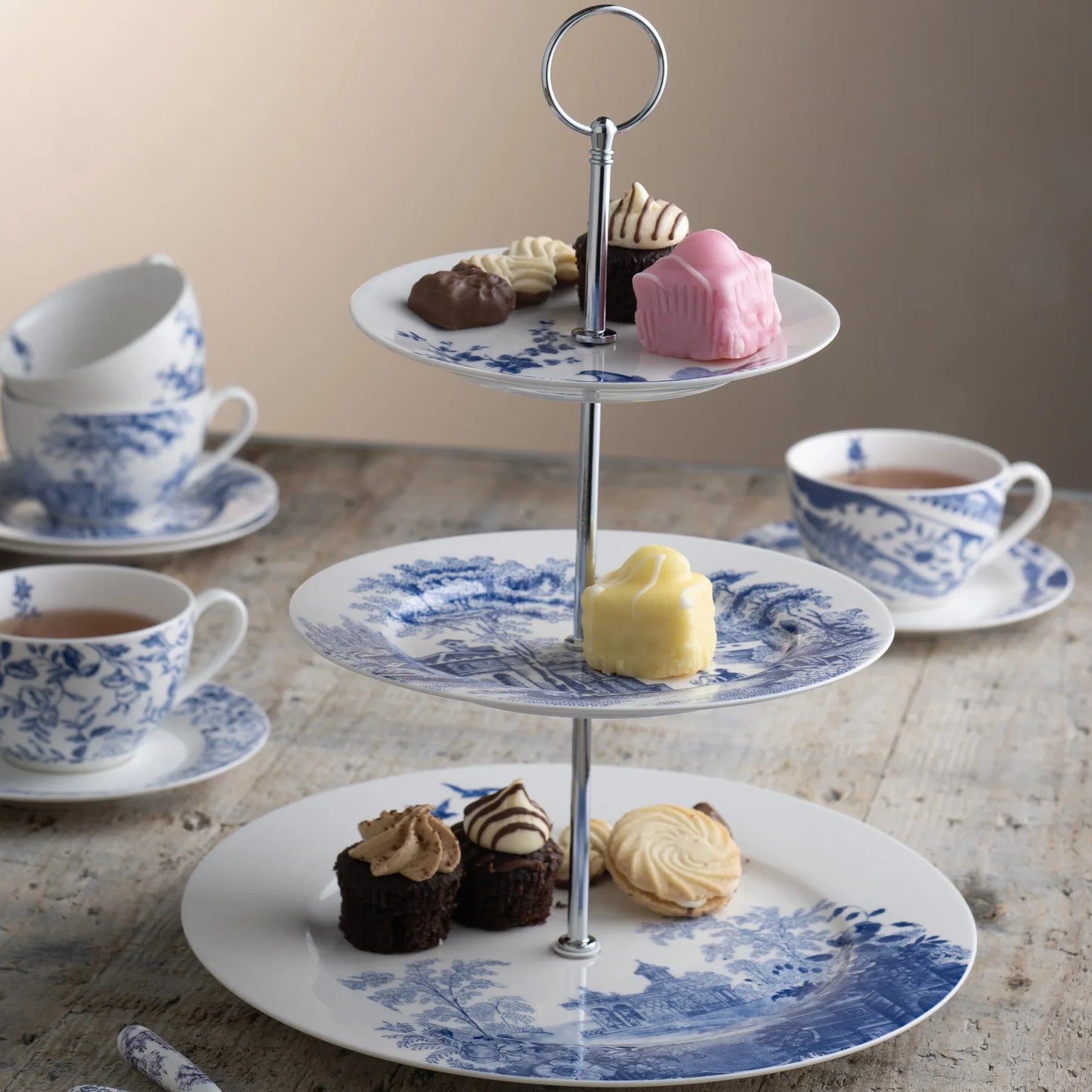 Aynsley Archive Blue Three Tier Cake stand