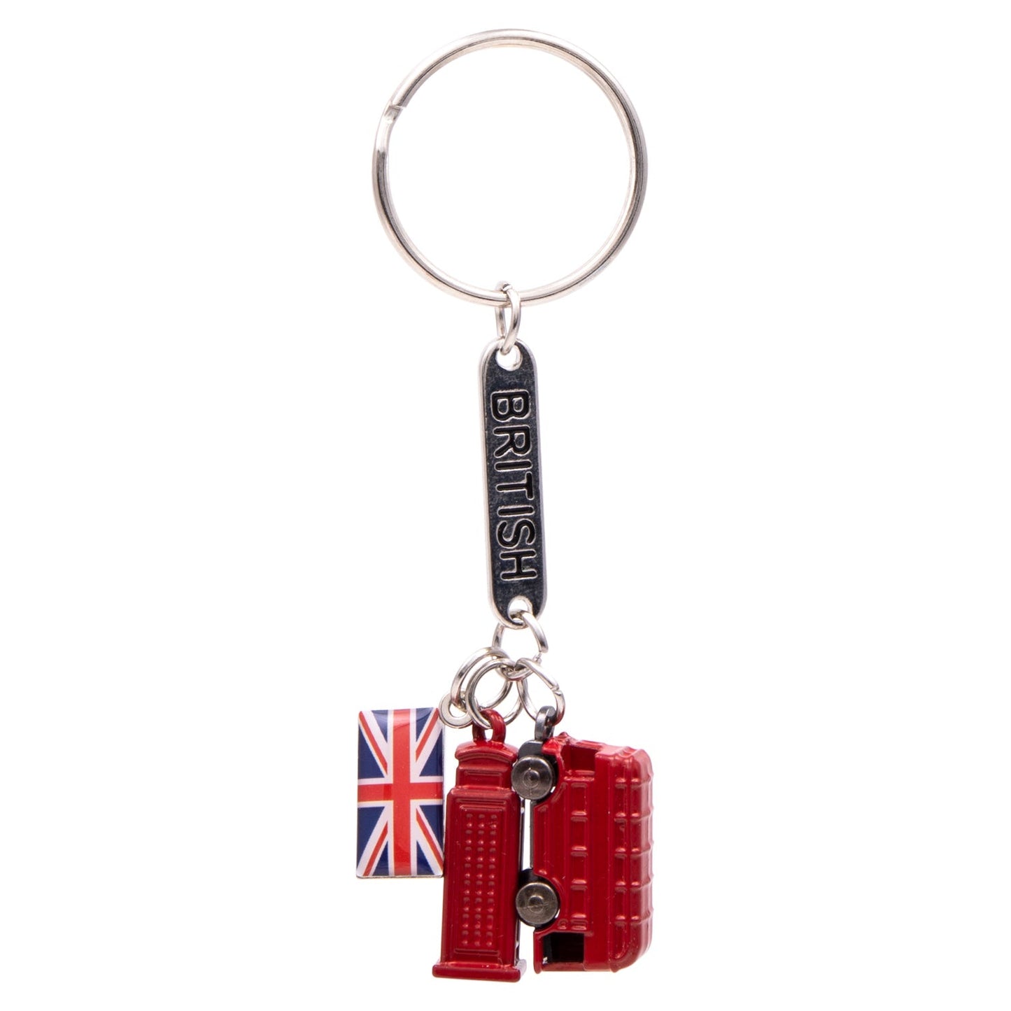 London Bus, Telephone Box & Union Jack Die-Cast Keyring