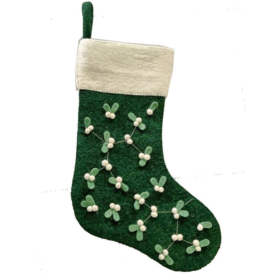 Fiona Walker Mistletoe Stocking Green