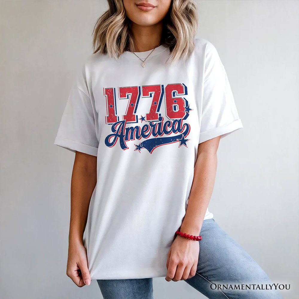 1776 America Vintage T-Shirt, Patriotic Retro USA Freedom 4th of July Tee