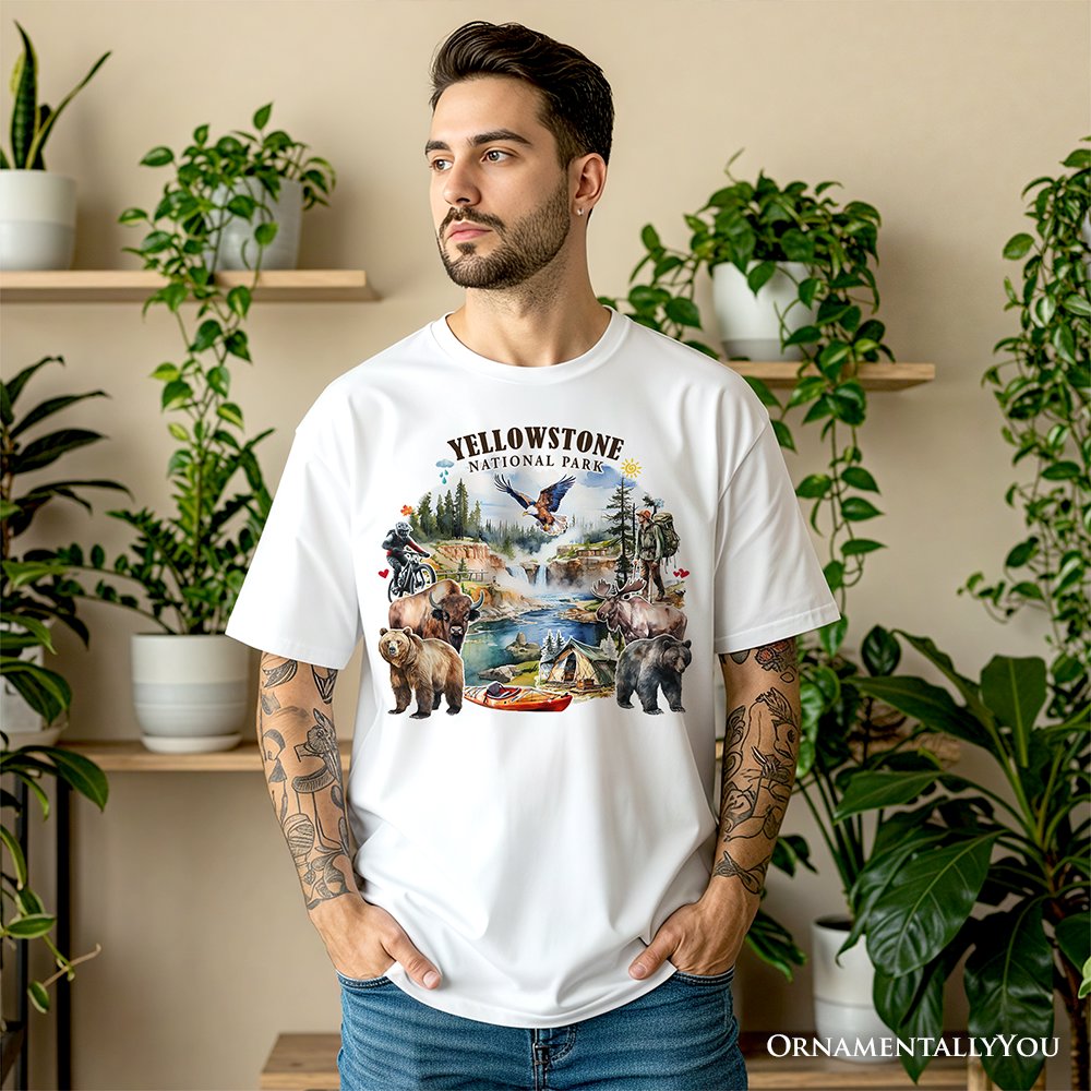 Artistically Vibrant Yellowstone National Park T-Shirt, Wildlife and Nature Tee and Souvenir