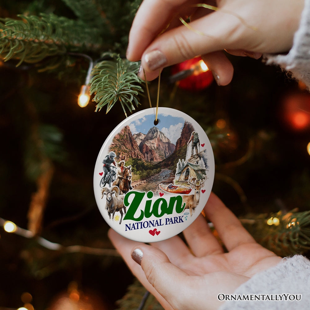 Adventurous Zion National Park Ornament, Utah Scenic Landmarks Christmas Gift and Outdoor Souvenir