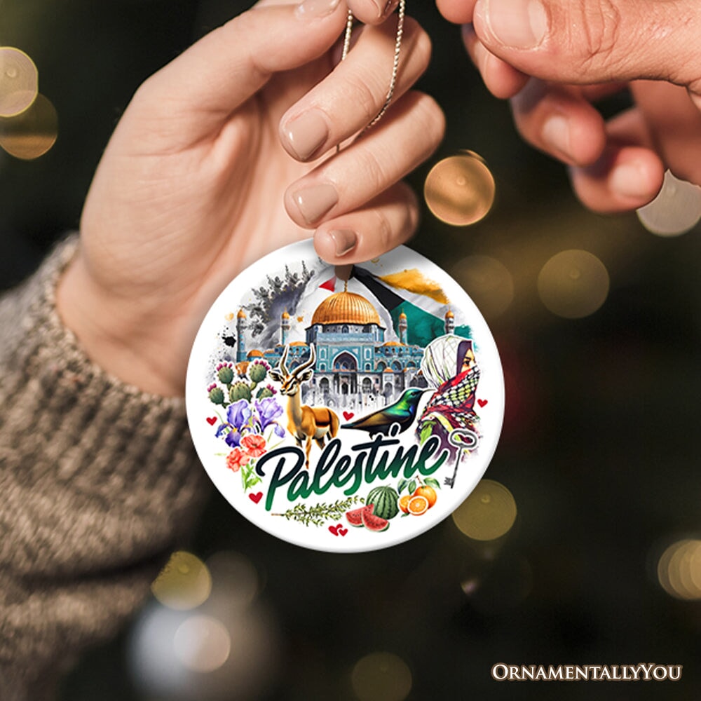 Artistic Palestine Ornament, Dome of the Rock Landmark Christmas Gift and Middle Eastern Heritage Souvenir