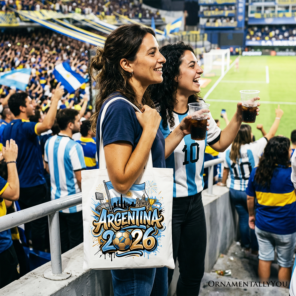 Argentina 2026 Soccer Cup Global Championship Tote Bag, Fans Football Gift Shopper