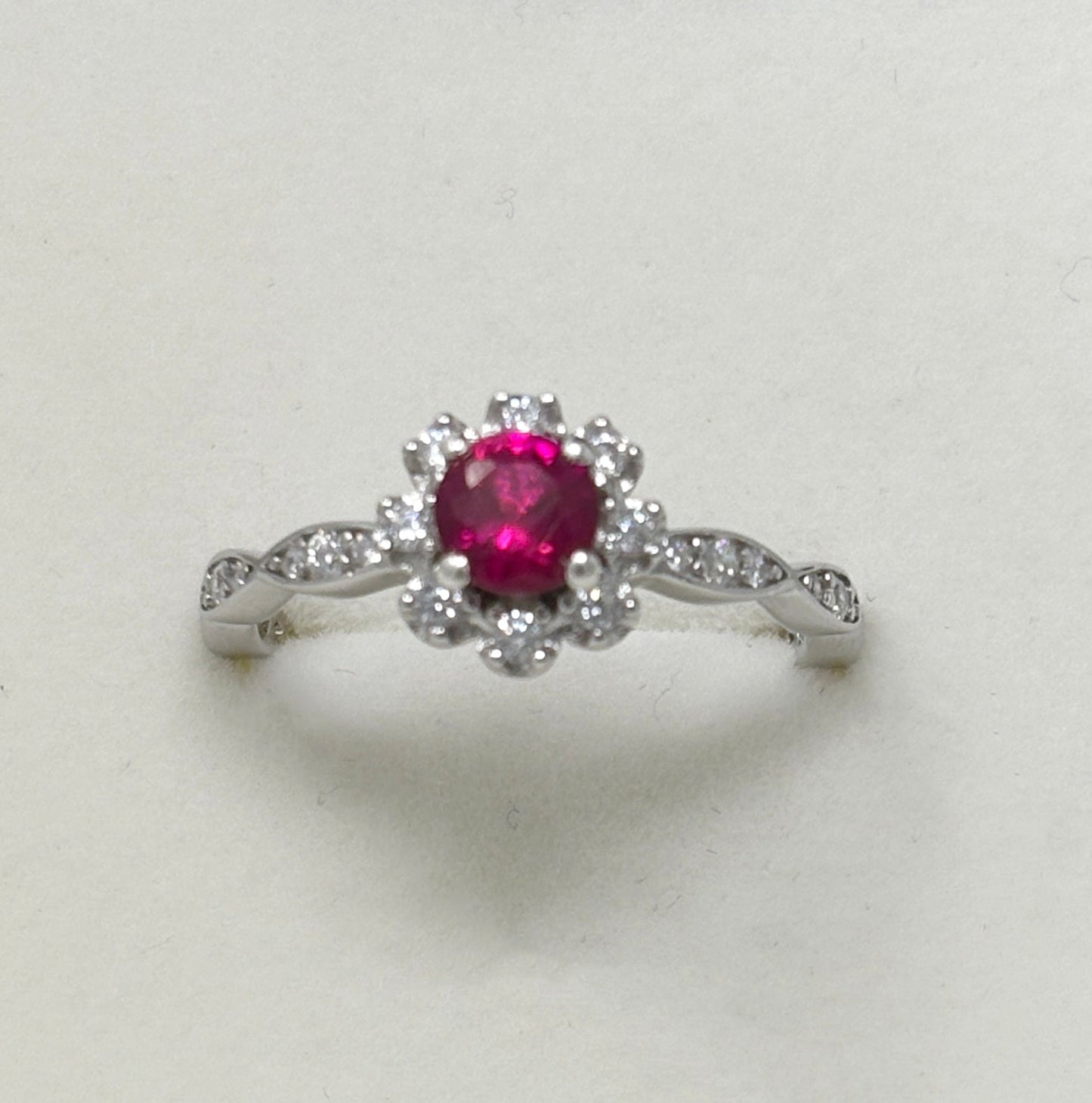 Goviers Ruby Petal Silver Ring