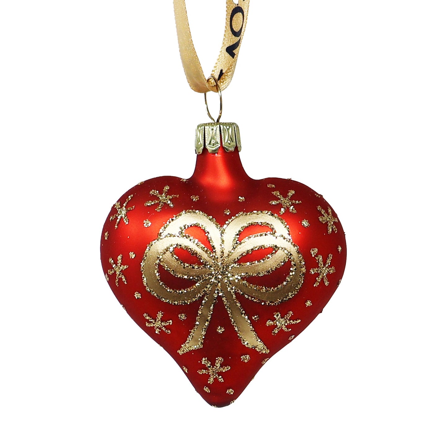 Hand Blown Glass Red Heart Ornament Set of 6