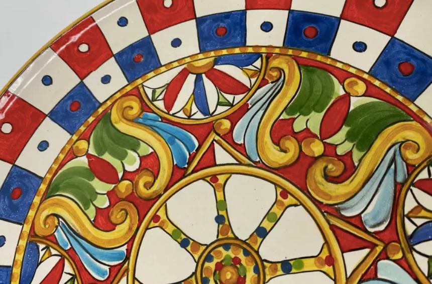 Hand-painted Decorative Plate Diameter 30 cm “Carretto” Decoration