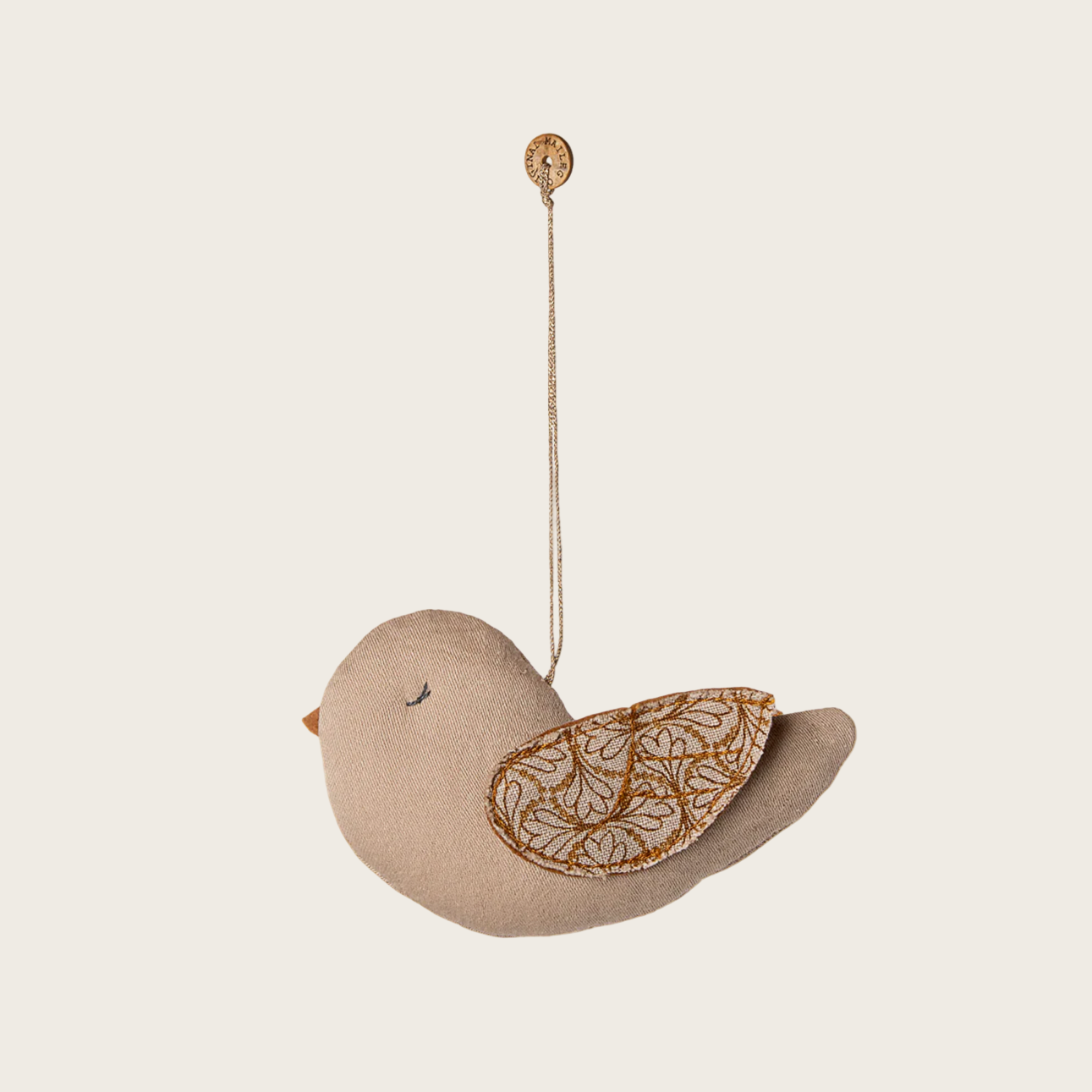 Bird Fabric ornament - Winter heart - Sand