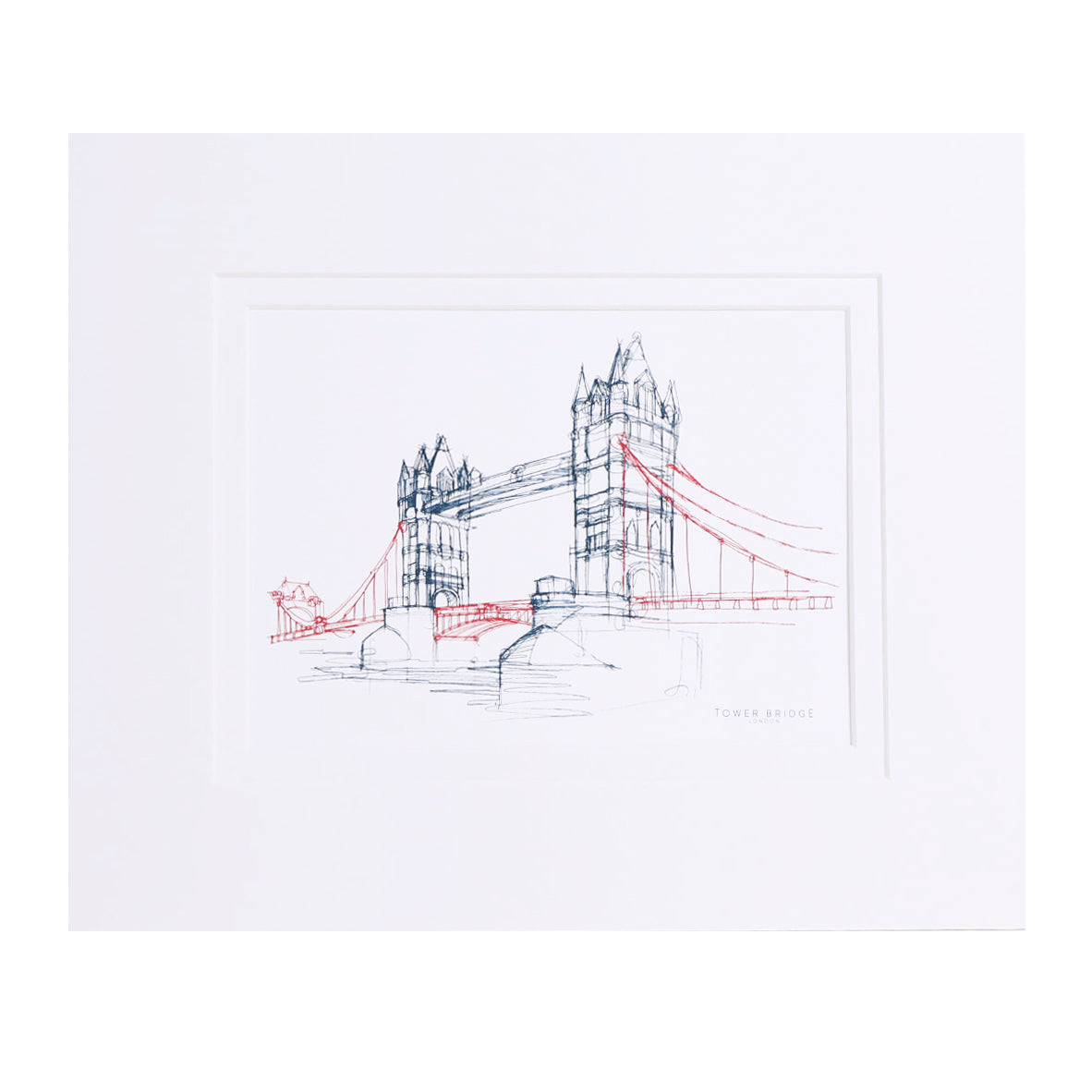 Tower Bridge Line Large Mounted Print