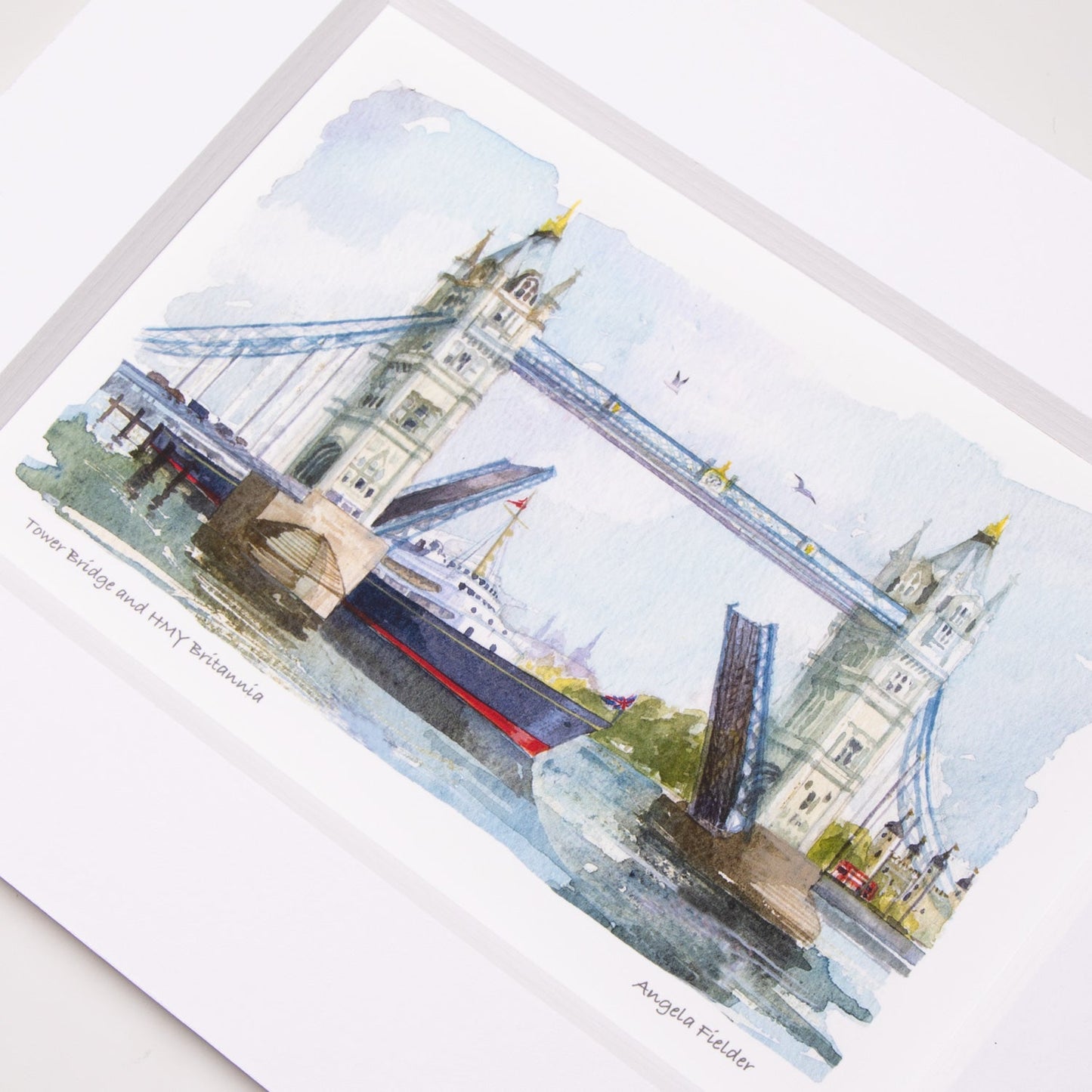 Tower Bridge & Royal Yacht Britannia Small Mounted Print