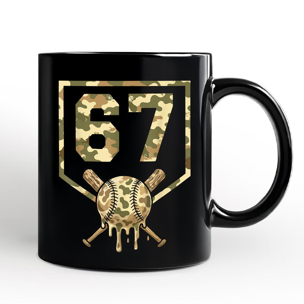 67 Camo Baseball Drip Personalized Mug, Six Seven Cool Game Day Sports Gift with Custom Name