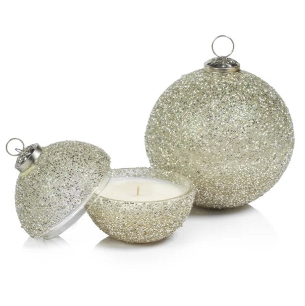 Silver Glitter Ornament Scented Candle