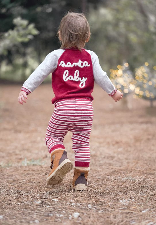 Santa Baby Varsity Jacket & Striped Pant Set