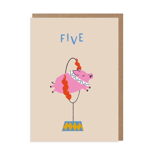 5th Birthday Card – Circus Pig