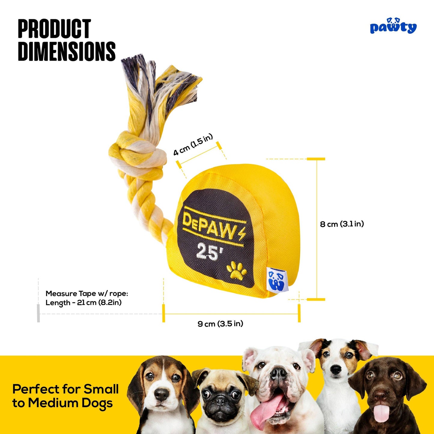 PAWTY Dog Toys - Tape Measurer