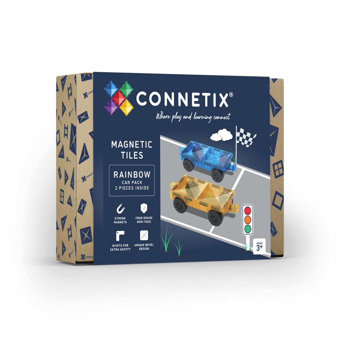 CONNETIX Magnetic Tiles Rainbow Car Pack - 2 Pcs