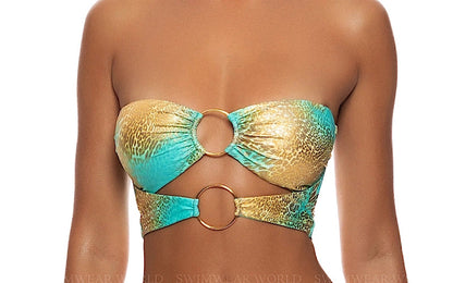 Double Loop Bandeau Crop-Strappy Loop Bikini