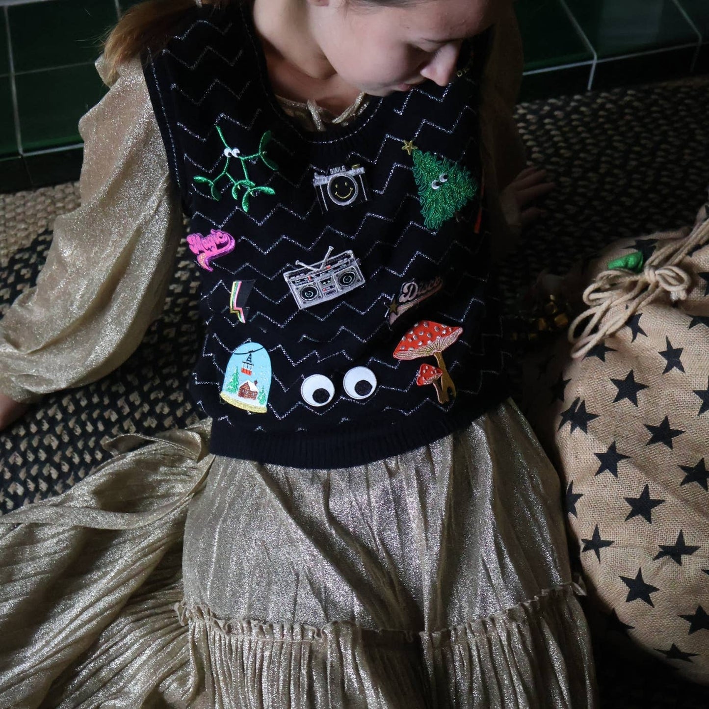 Christmas Star Sack -Black