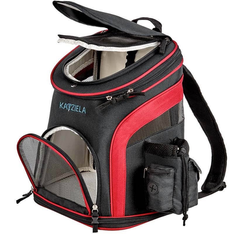 Katziela - Pet Carrier Voyager Backpack For Dogs and Cats Red