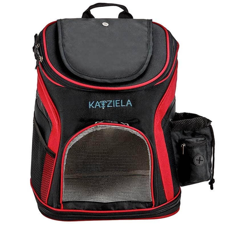 Katziela - Pet Carrier Voyager Backpack For Dogs and Cats Red