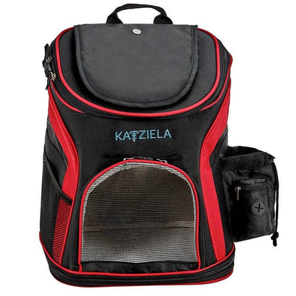 Katziela - Pet Carrier Voyager Backpack For Dogs and Cats Red