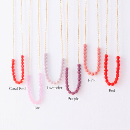 Colorful Glass Bead Necklace,  Layering necklace