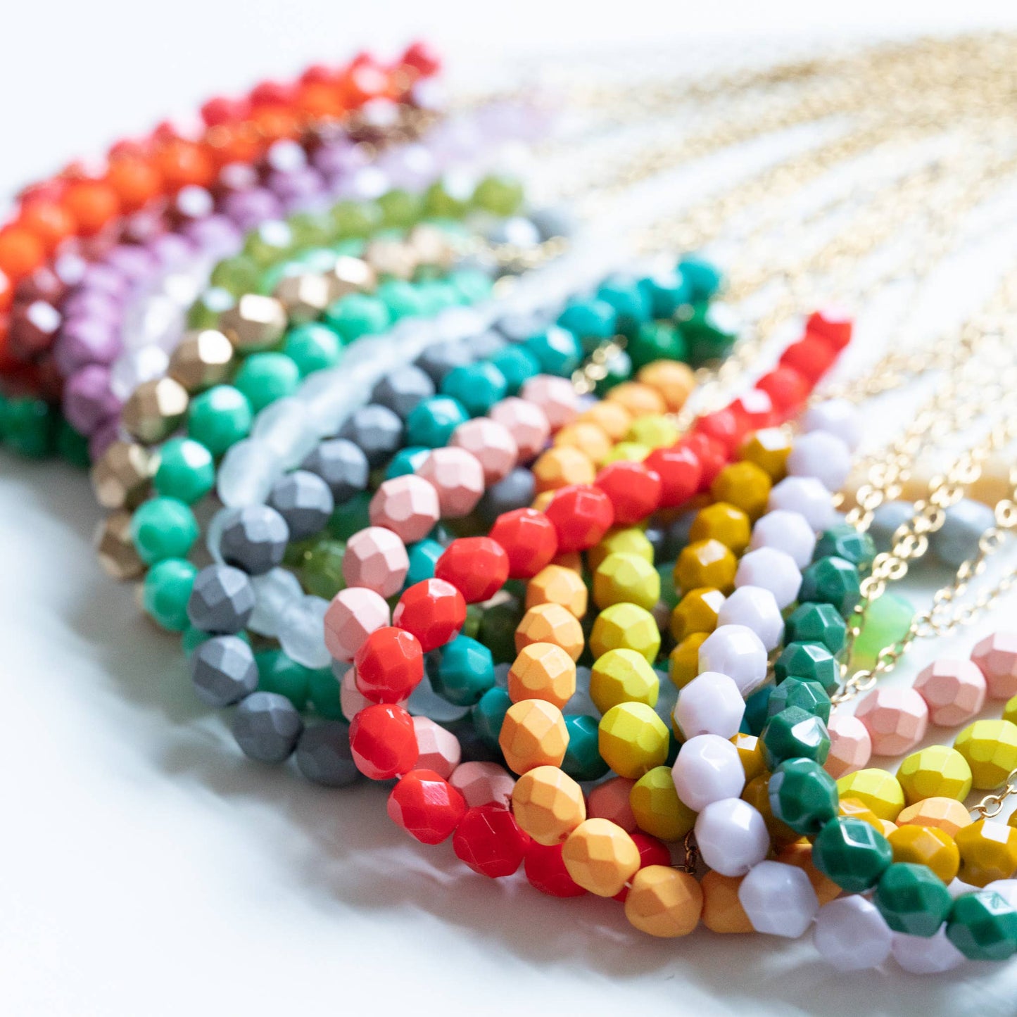Colorful Glass Bead Necklace,  Layering necklace