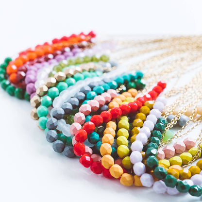 Colorful Glass Bead Necklace,  Layering necklace