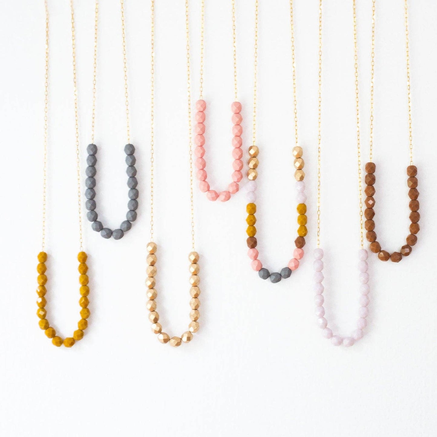 Colorful Glass Bead Necklace,  Layering necklace