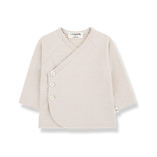 1+ In The Family Idara Long Sleeve Newborn Shirt - Beige