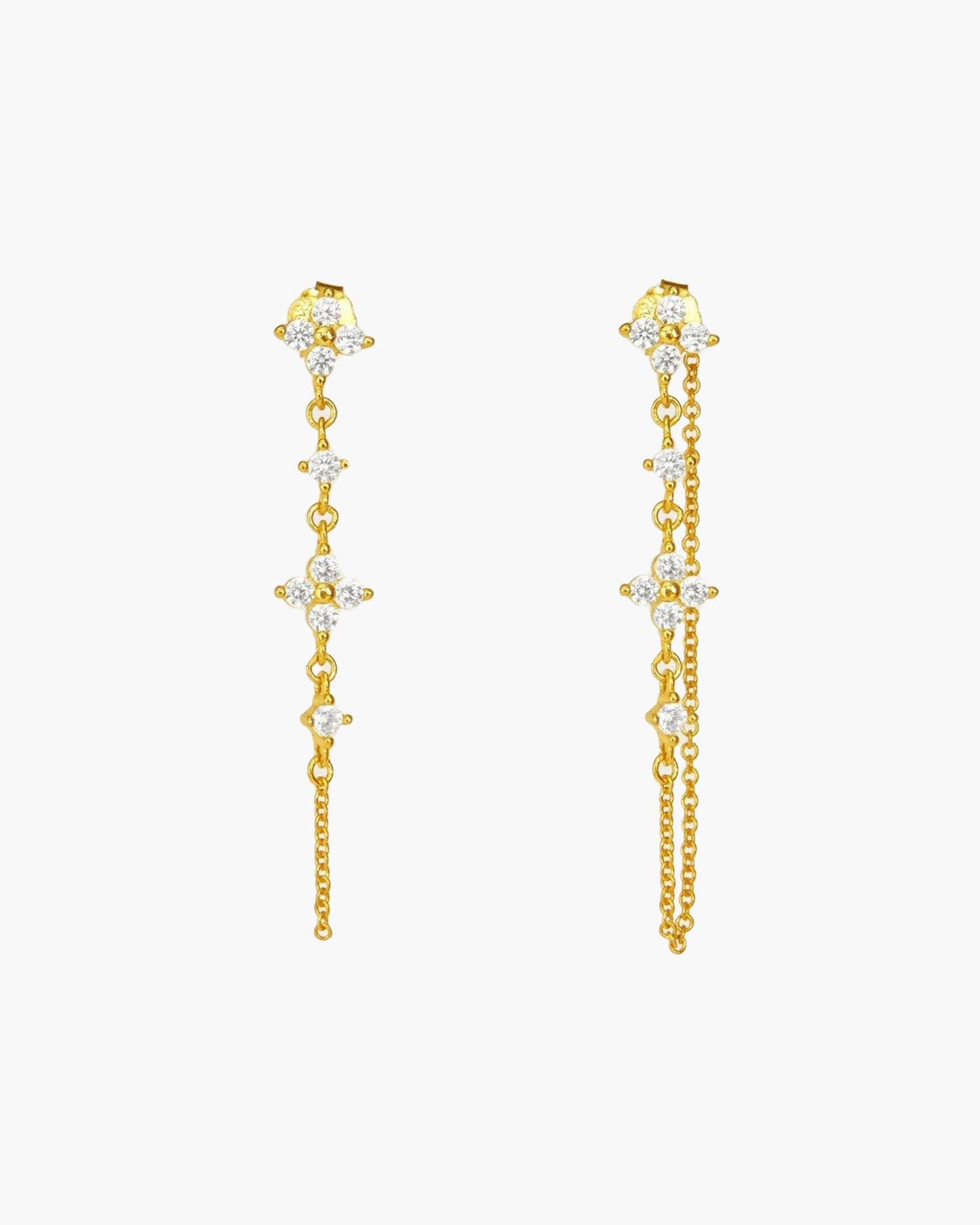 Silver Clover Drop Earrings