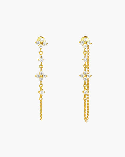 Silver Clover Drop Earrings