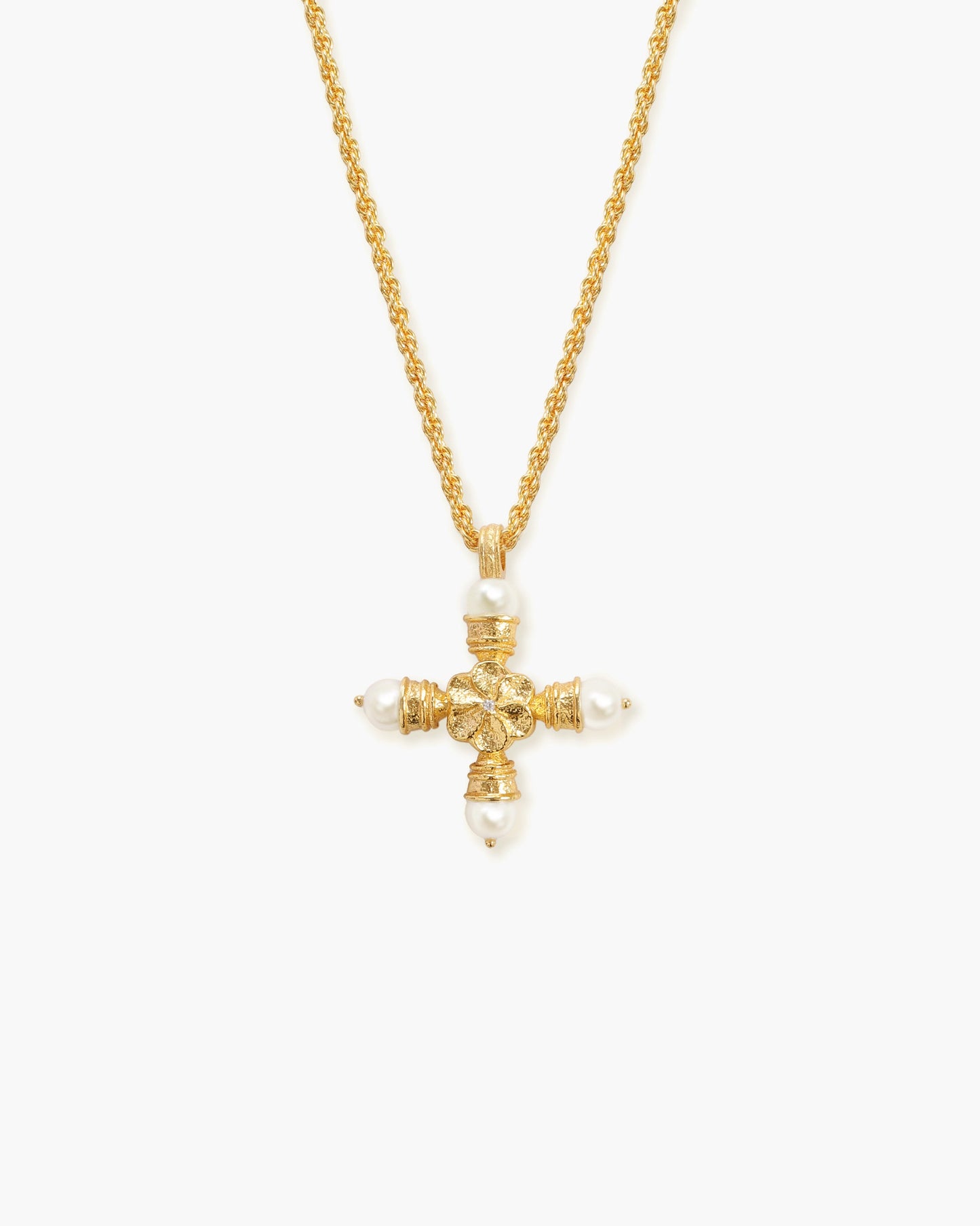 Florence Pearl Cross Necklace