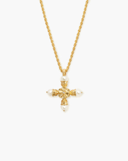 Florence Pearl Cross Necklace