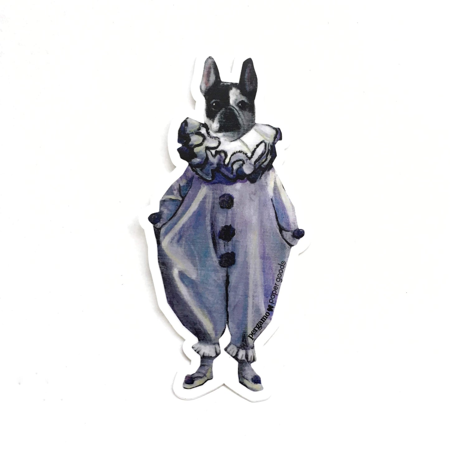 Bonnie - French Bulldog Girl Clown Vinyl Sticker