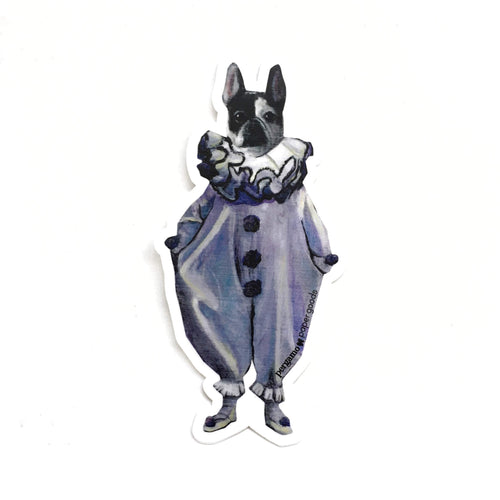 Bonnie - French Bulldog Girl Clown Vinyl Sticker