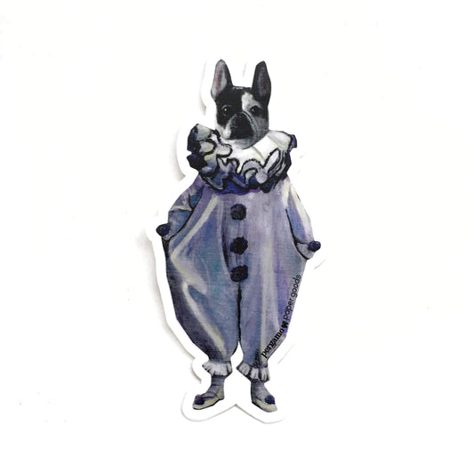 Bonnie - French Bulldog Girl Clown Vinyl Sticker