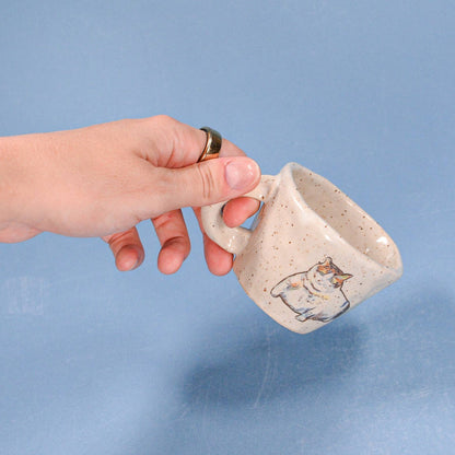 Chonky Cat-Handmade Speckled Ceramic Espresso Cup -  2-4 oz.