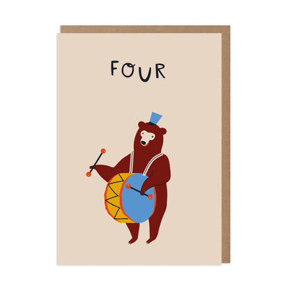 4th Birthday Card – Circus Bear