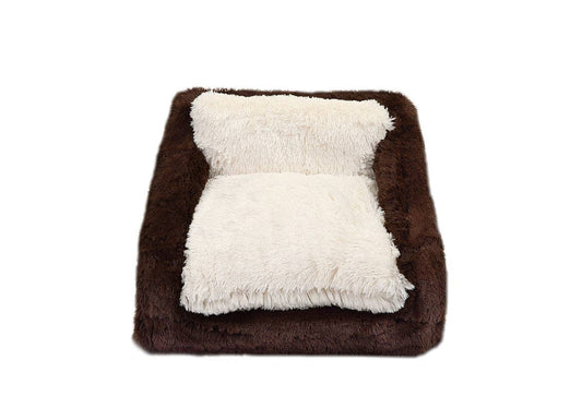 Chocolate & Cream Shag Sofa Bed: