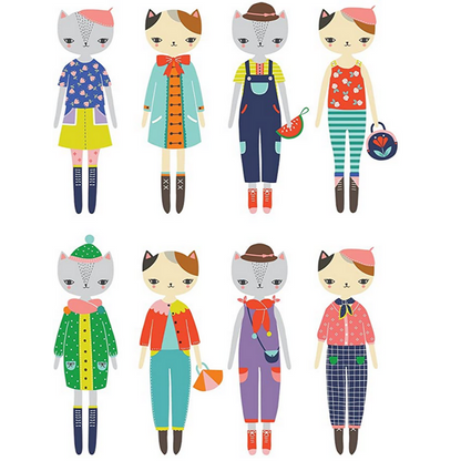 Cat Fashion Magnetic Figures