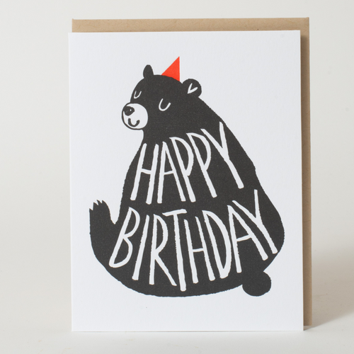 Black Bear Birthday Letterpress Greeting Card
