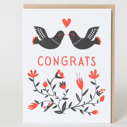 Congrats Doves Letterpress Greeting Card