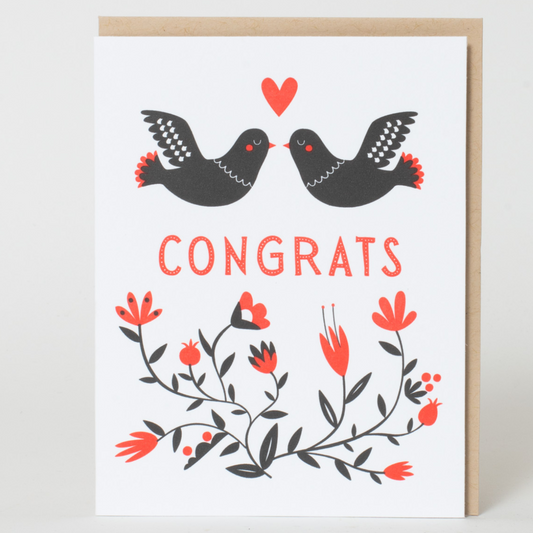 Congrats Doves Letterpress Greeting Card