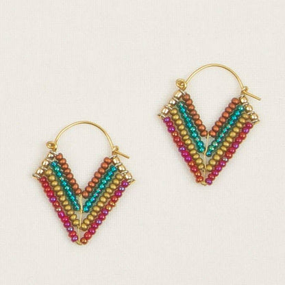 Chevron Bead Hoop Earrings